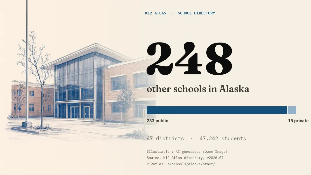 248 other schools in Alaska: 233 public and 15 private, across 47 districts with 47,242 students.
