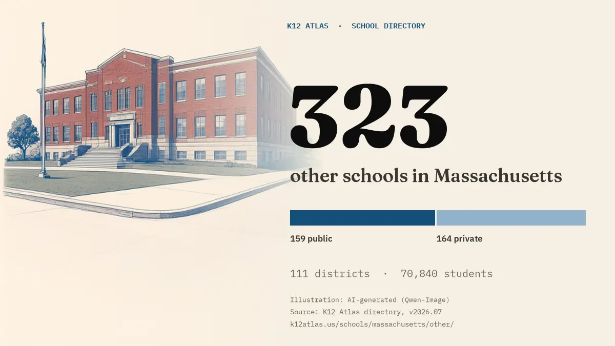 323 other schools in Massachusetts: 159 public and 164 private, across 111 districts with 70,840 students.
